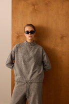 Diagonal-Fermuarlı Gri Sweatshirt-Sweatshirts & Hoodies-1-milagron.live