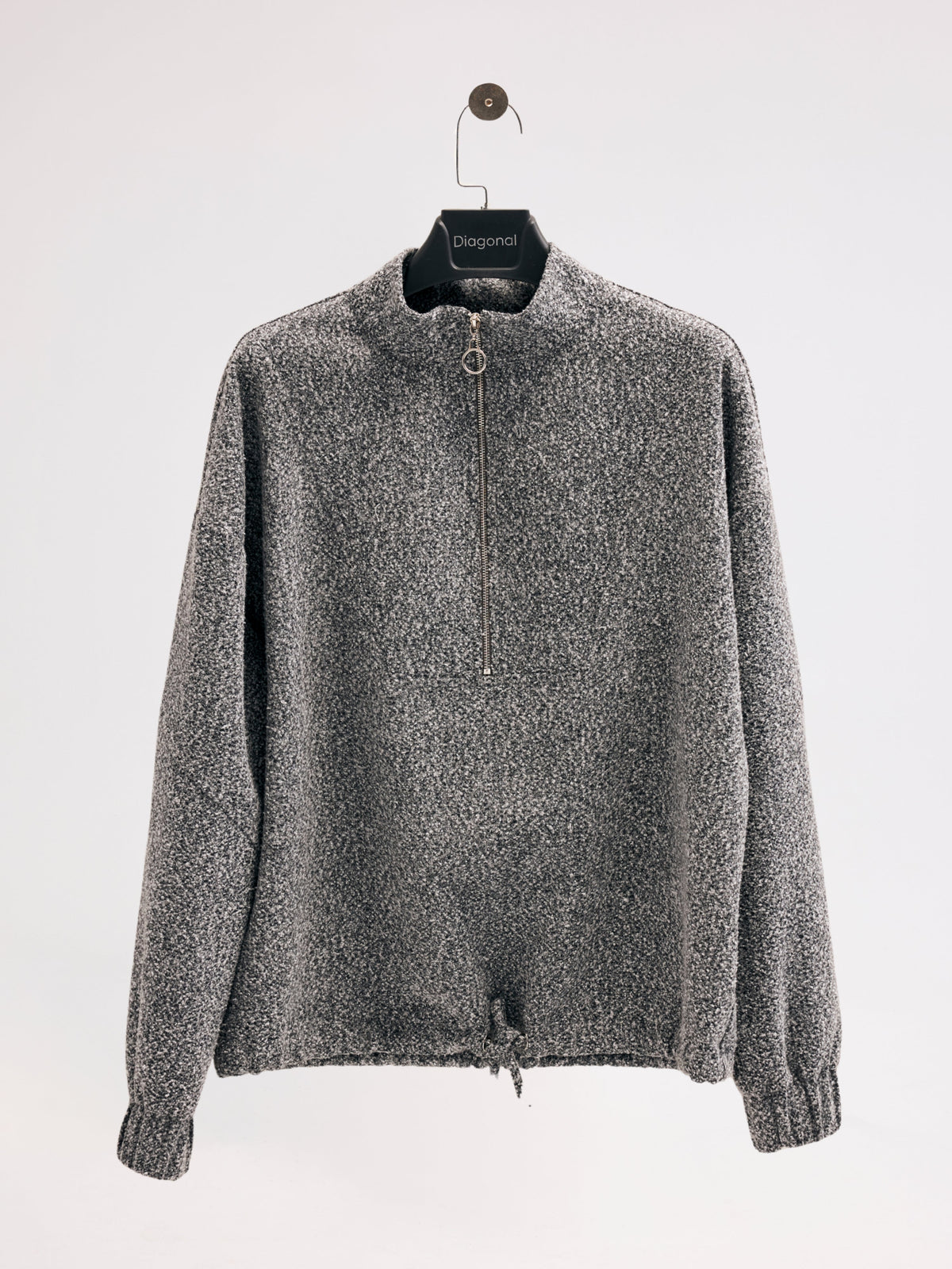 Diagonal-Fermuarlı Gri Sweatshirt-Sweatshirts & Hoodies-10-milagron.live