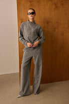 Diagonal-Fermuarlı Gri Sweatshirt-Sweatshirts & Hoodies-3-milagron.live