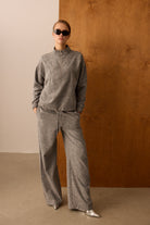 Diagonal-Fermuarlı Gri Sweatshirt-Sweatshirts & Hoodies-6-milagron.live