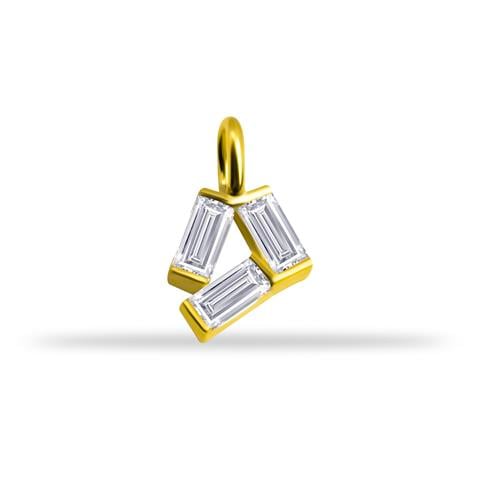 14 Ayar Altın 3 Baget Taşlı Minimal Charm