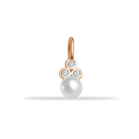 14 Ayar Altın 3 Taşlı İncili Motifli Minimal Charm