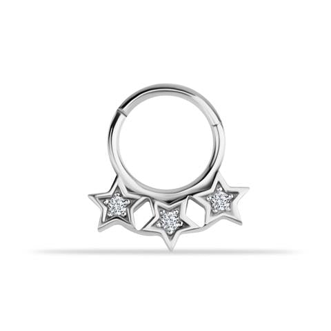 14 Ayar Altın 3 Yıldız Minimal Halka Piercing