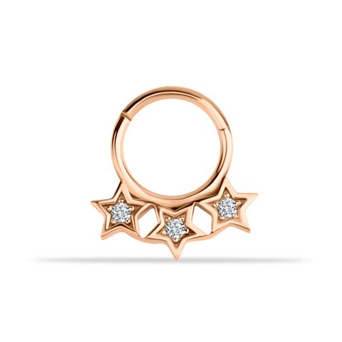 14 Ayar Altın 3 Yıldız Minimal Halka Piercing