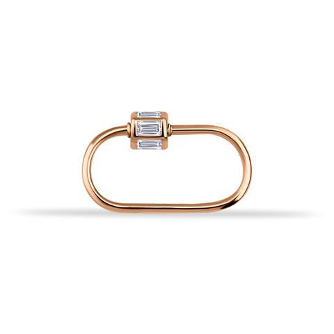 14 Ayar Altın Baget Taşlı İnce Charm Kilidi Carabiner - 5