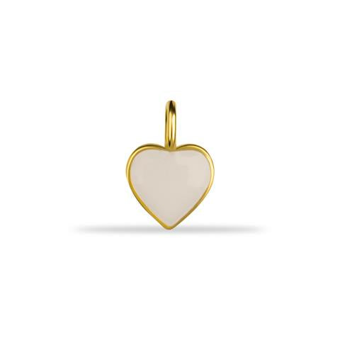 14 Ayar Altın Beyaz Mineli Kalp Motifli Minimal Charm