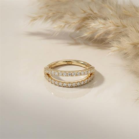 14 Ayar Altın İKili Minimal Halka Piercing