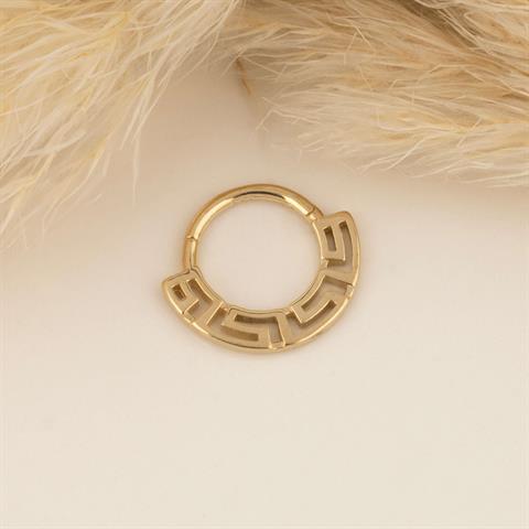 14 Ayar Altın Labirent Minimal Halka Piercing