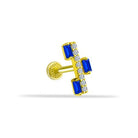 Dianora Piercing-14 Ayar Altın Lacivert Baget Taşlı Minimal Tragus Piercing-Tragus Piercing-1-milagron.live