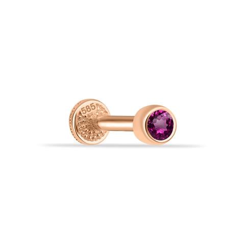 Dianora Piercing-14 Ayar Altın Pembe Tektaşlı Minimal Tragus Piercing-Tragus Piercing-2-milagron.live