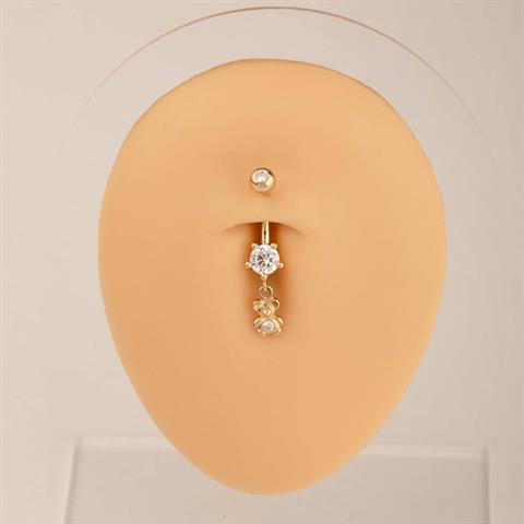14 Ayar Altın Taşlı Ayıcık Sallantılı Göbek Piercing