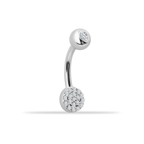 14 Ayar Altın Taşlı Daire Motifli Göbek Piercing - 3