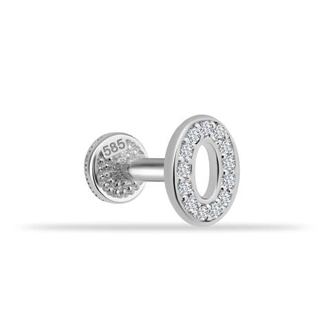 Dianora Piercing-14 Ayar Altın Taşlı Düz O Harfi Tragus Piercing-Tragus Piercing-3-milagron.live