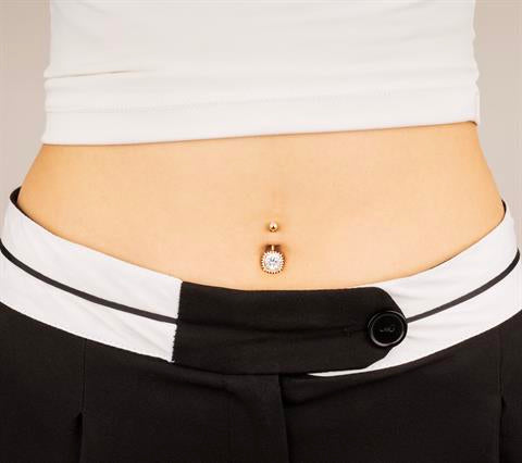 14 Ayar Altın Taşlı Gösterişli Göbek Piercing