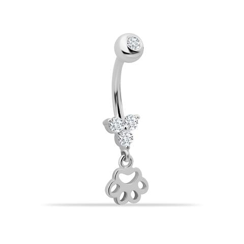 14 Ayar Altın Taşlı Pati Sallantılı Göbek Piercing
