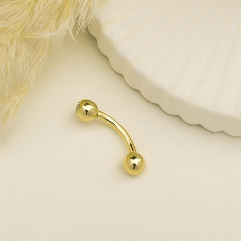 14 Ayar Altın Tek Tarafı Taşlı Top Göbek Piercing