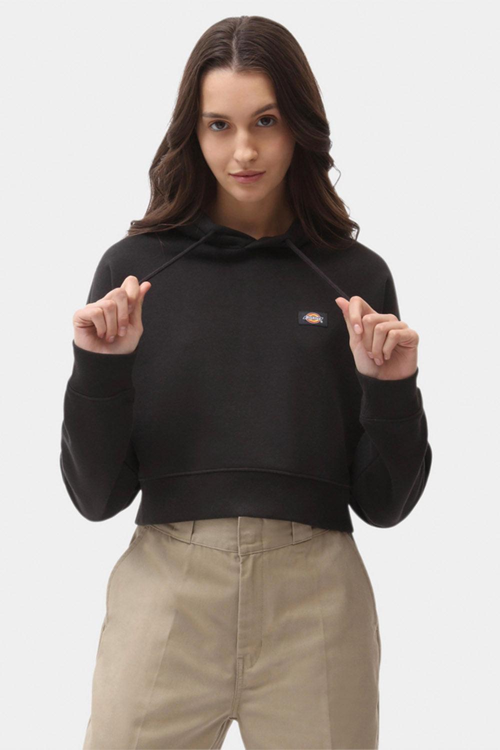 Dickies-Oakport Cropped Hoodie Black-Sweatshirts & Hoodies-5-milagron.live