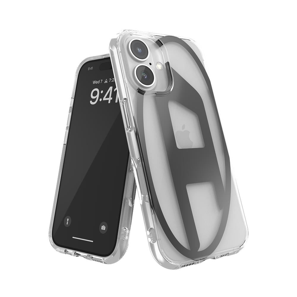 Diesel Iphone 16 Uyumlu Oval D Mirror Şeffaf Kılıf - Şeffaf/Siyah