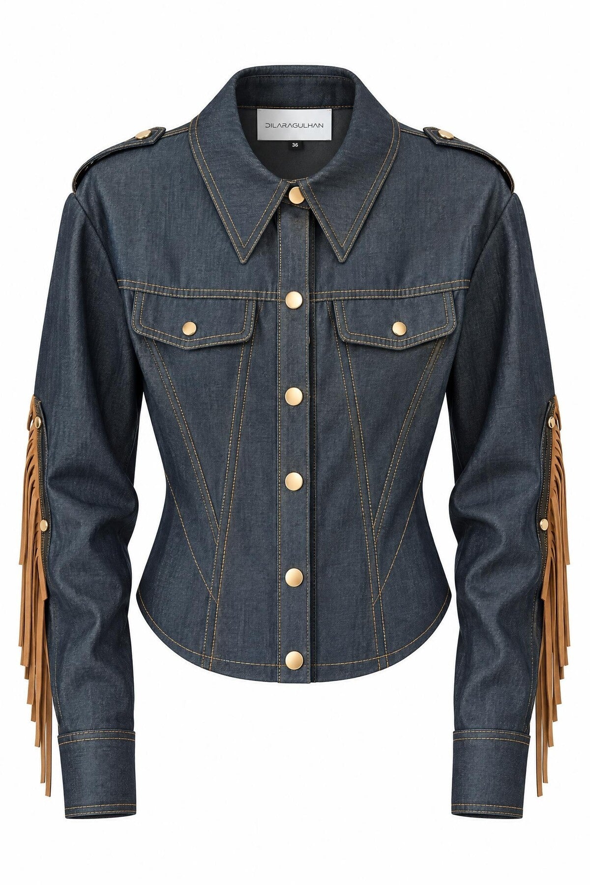 Fringed Denim Jacket & Trousers Set