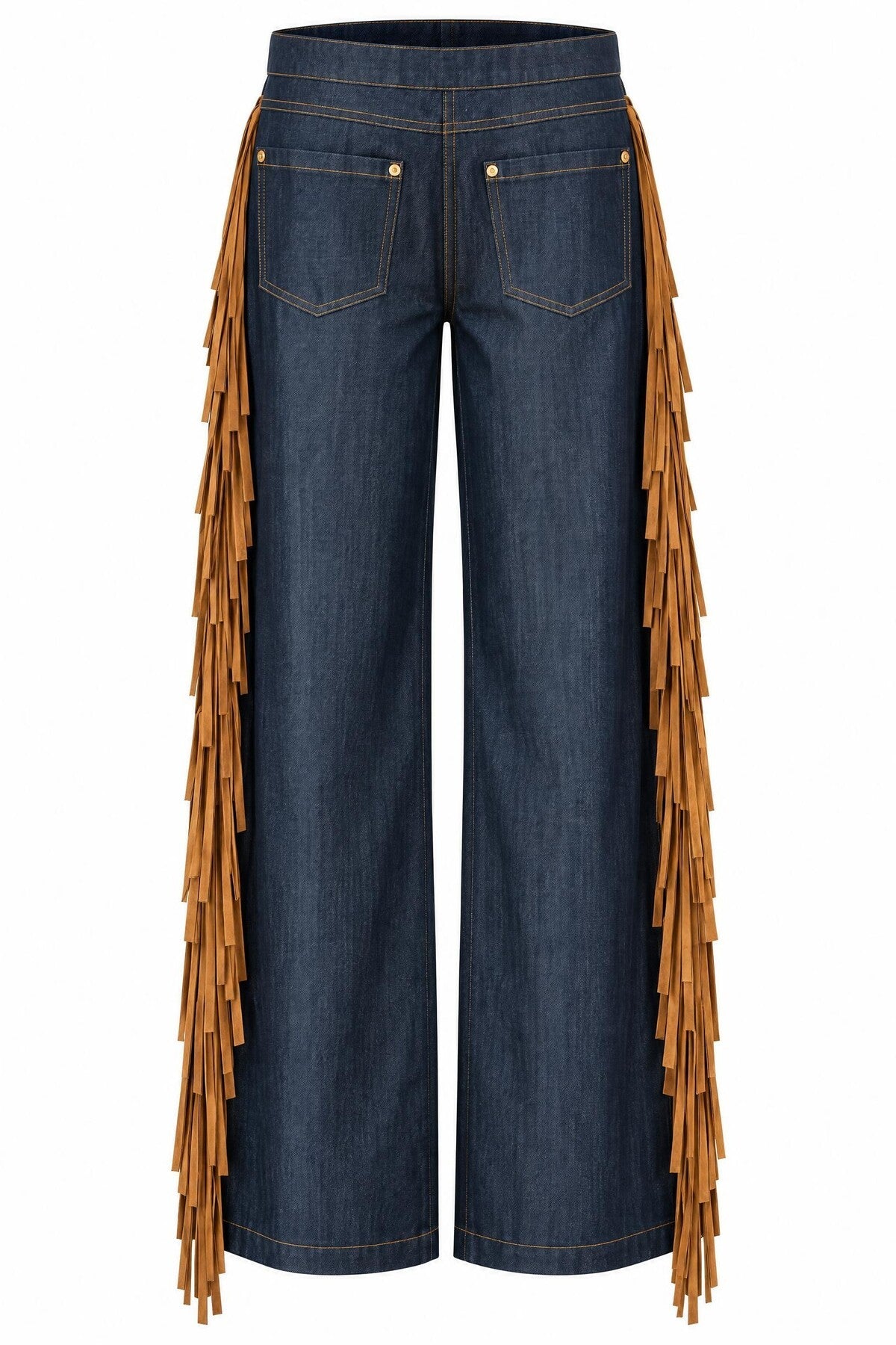 Fringed Denim Jacket & Trousers Set