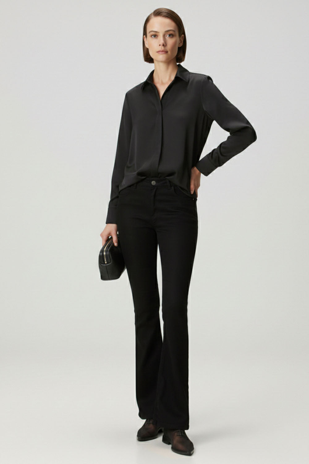 Siyah Flare Leg Jean Pantolon  - 0
