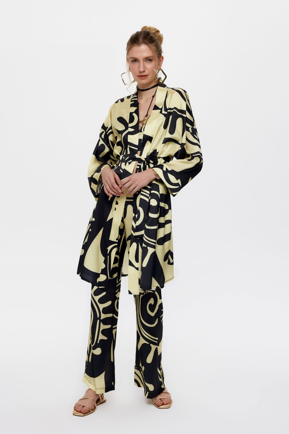 Eliphe-Rax Desenli Saten Kimono Ceket-Ceket-1-milagron.live