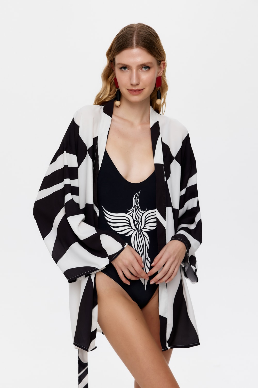 Eliphe-Sireng Siyah Mini Kimono-Kimono-1-milagron.live