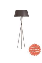 Estetik Decor-Lambader Cibuti & Trio Set – Gri Kumaş/ Eskitme Bakır Ayak-Dekoratif Aydınlatma-1-milagron.live