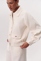 Cepli Uzun Kollu Beli Lastikli Crop Bomber Ceket