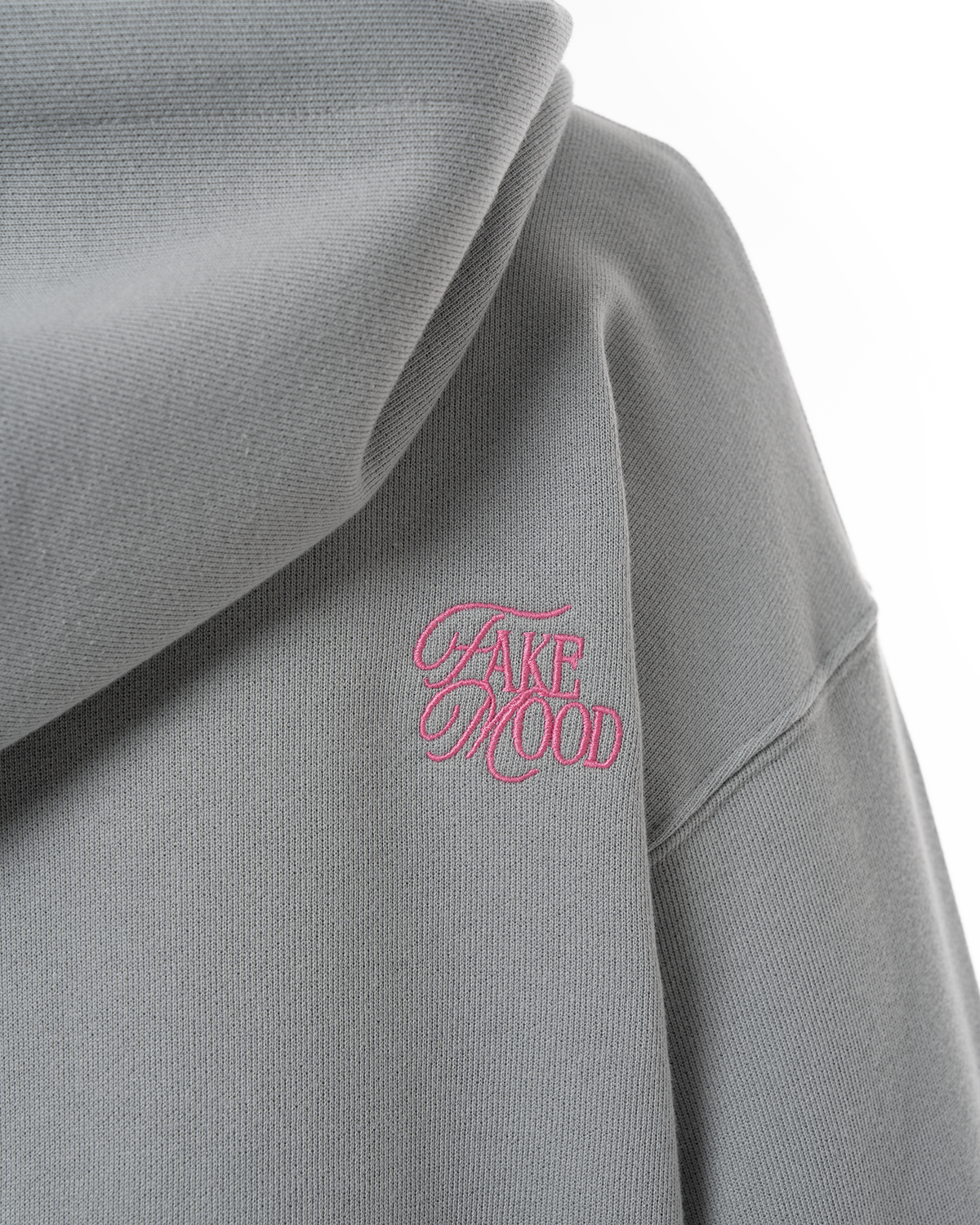 Kadin Oversize AsiMetriK KesiM Nakişli Zip Hoodie - Gri