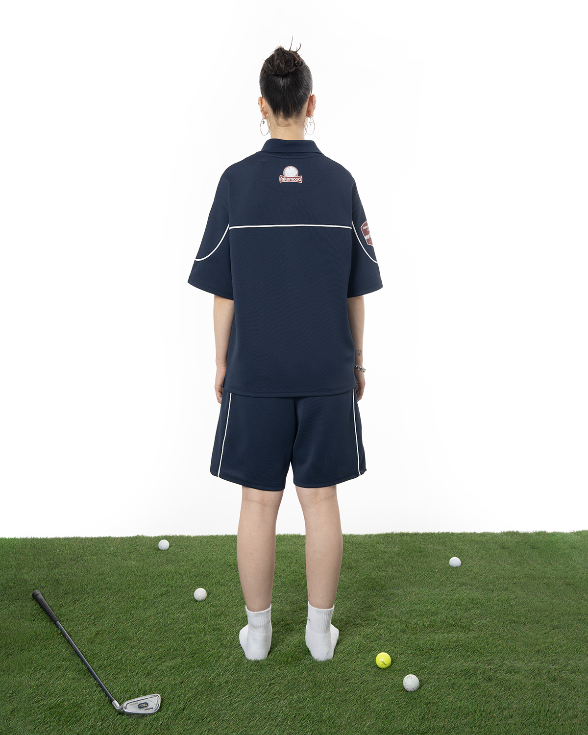 Kadın Oversize Jersey Kumaş Fm Icon Detaylı Golf Şort - Yeşil - 2