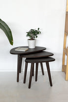 Fagus Wood-Doğal Masif Ahşap Damla Sehpa Seti - 3'lü Zigon Set Modern Ve Minimalist Sehpa Takımı (yan Sehpa, Orta Sehpa, Dekoratif Sehpa) (ceviz)-Sehpa-2-milagron.live
