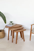 Fagus Wood-Doğal Masif Ahşap Damla Sehpa Seti - 3'lü Zigon Set Modern Ve Minimalist Sehpa Takımı (yan Sehpa, Orta Sehpa, Dekoratif Sehpa) (kayın)-Sehpa-2-milagron.live