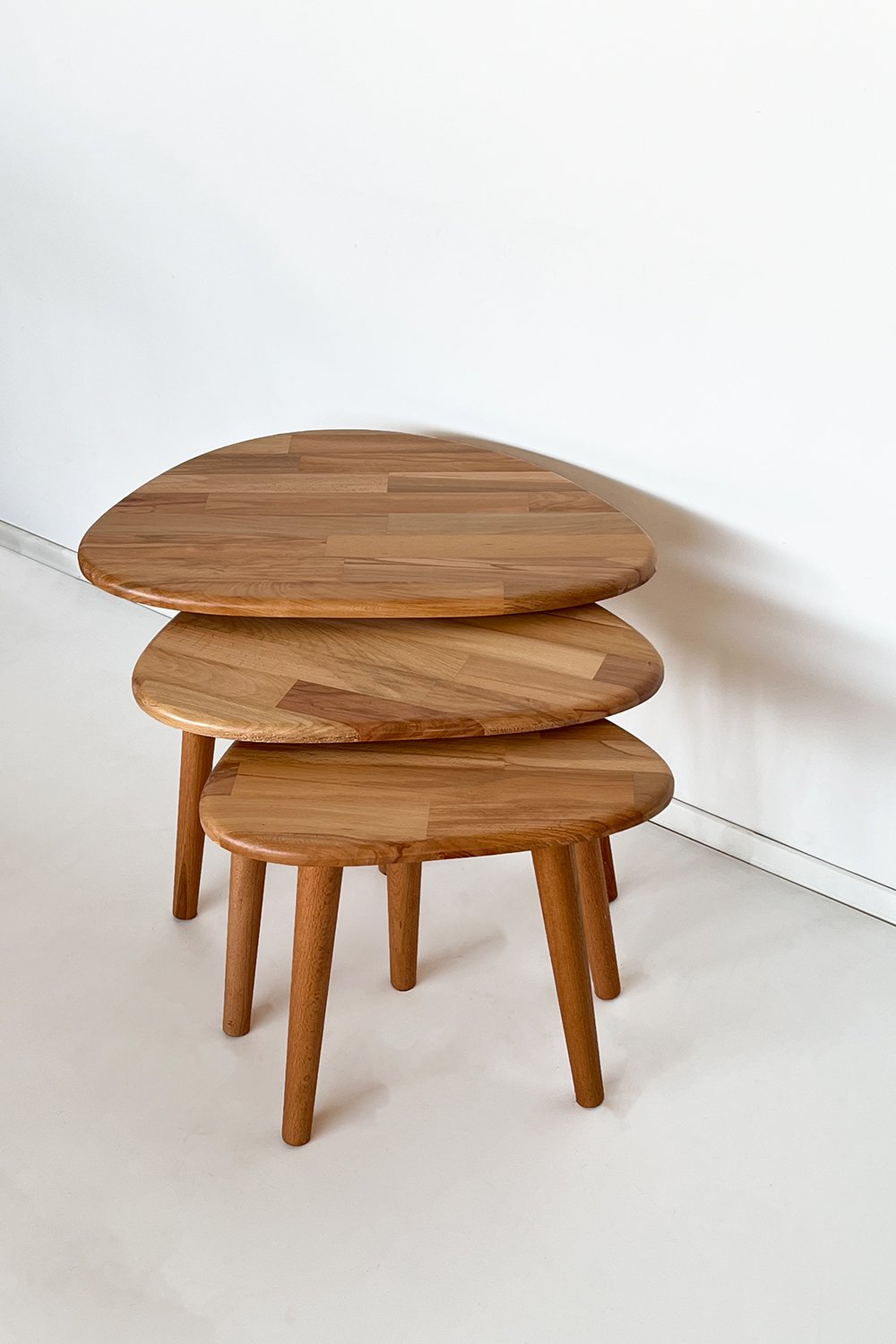 Fagus Wood-Doğal Masif Ahşap Damla Sehpa Seti - 3'lü Zigon Set Modern Ve Minimalist Sehpa Takımı (yan Sehpa, Orta Sehpa, Dekoratif Sehpa) (kayın)-Sehpa-5-milagron.live