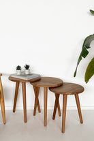 Fagus Wood-Doğal Masif Ahşap Yörünge Sehpa Seti - 3'lü Zigon Yuvarlak Modern Takım - Yan, Dekoratif Sehpa - Kayın-Sehpa-3-milagron.live