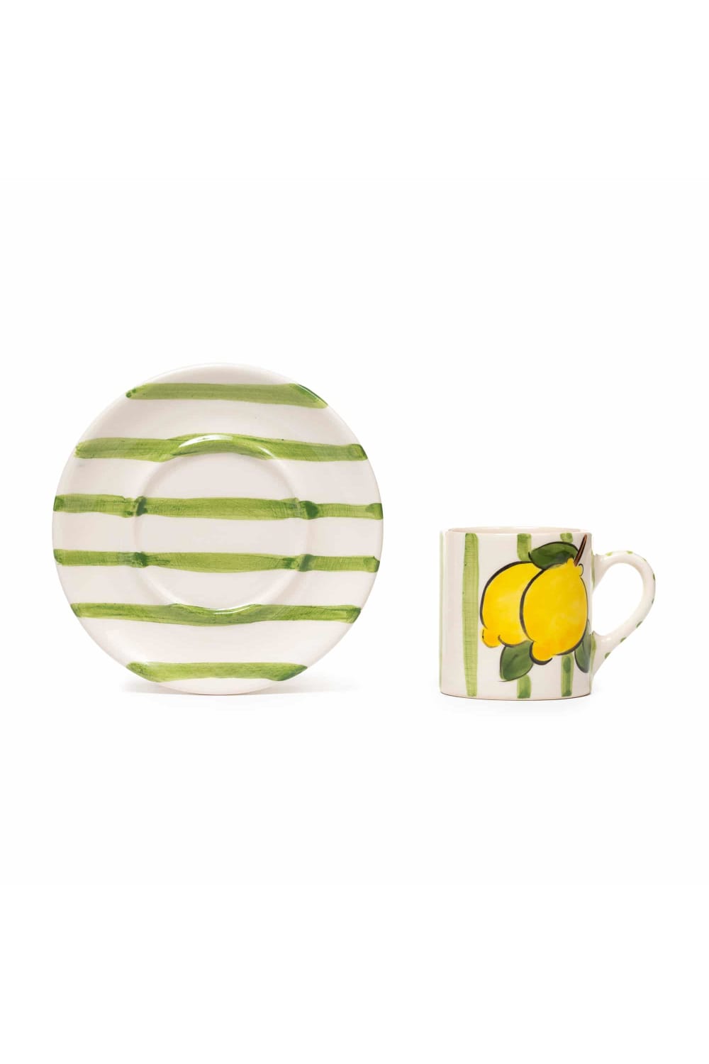 Feeling Good Inside-Green Lemon Line Handled Coffee Set-Bardak-2-milagron.live