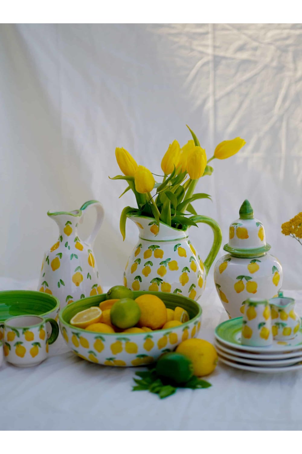 Feeling Good Inside-Lemon Splash Collection Handmade Ceramic Beyaz Pasta Tabağı-Tabak & Kase-3-milagron.live