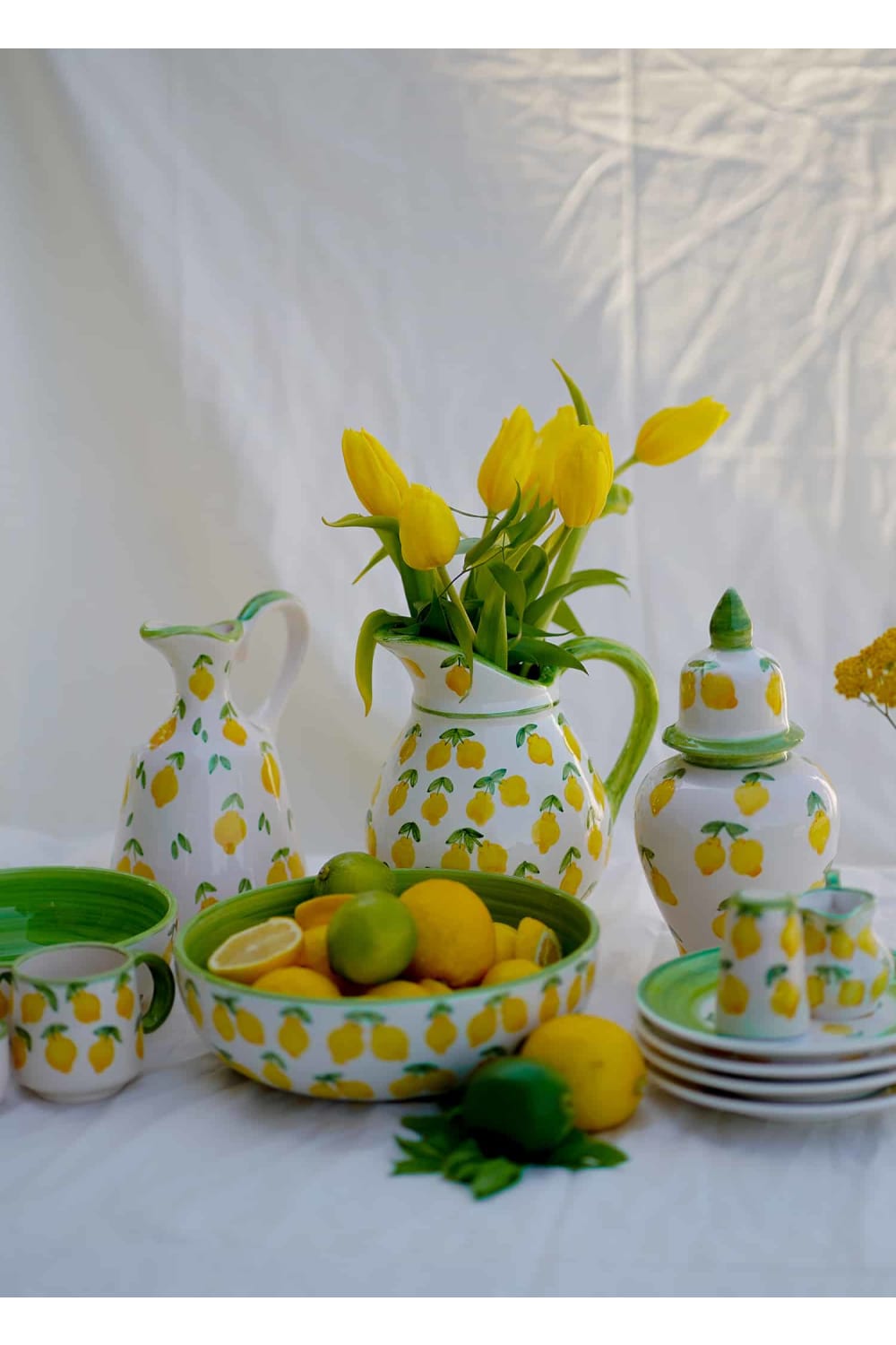 Feeling Good Inside-Lemon Splash Collection Handmade Ceramic Sürahi-Sürahi-5-milagron.live