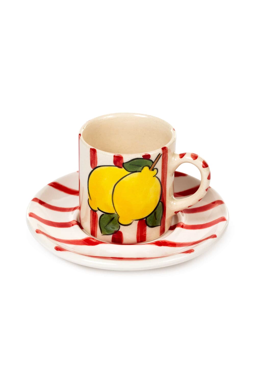 Feeling Good Inside-Red Lemon Line Handled Coffee Set-Bardak-1-milagron.live