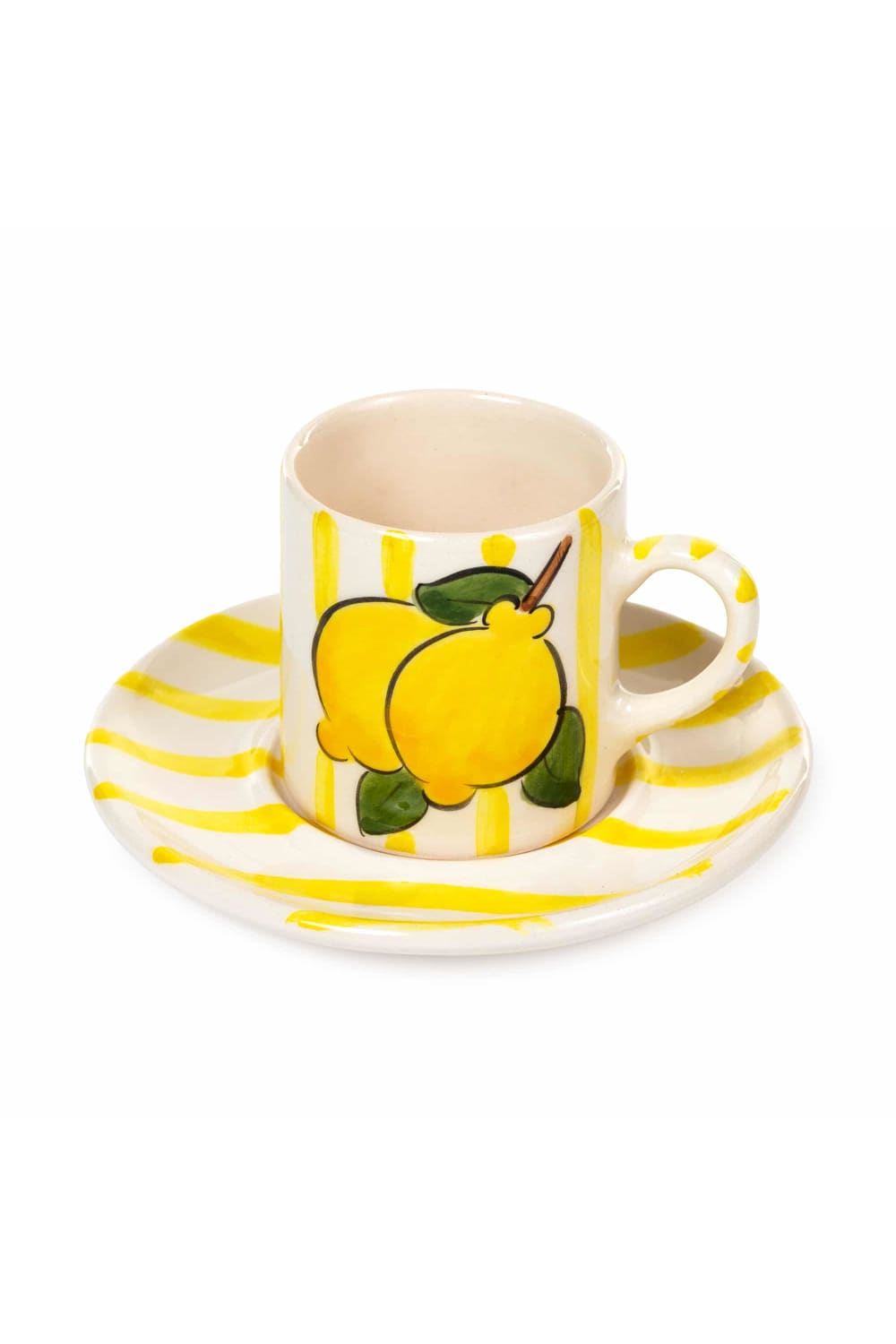Feeling Good Inside-Yellow Lemon Line Handled Coffee Set-Bardak-1-milagron.live