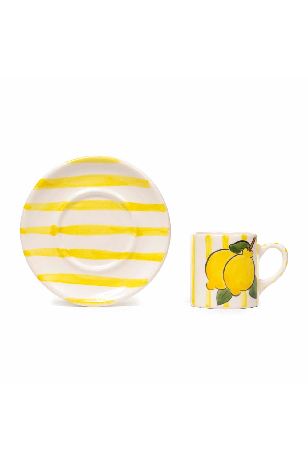 Feeling Good Inside-Yellow Lemon Line Handled Coffee Set-Bardak-2-milagron.live