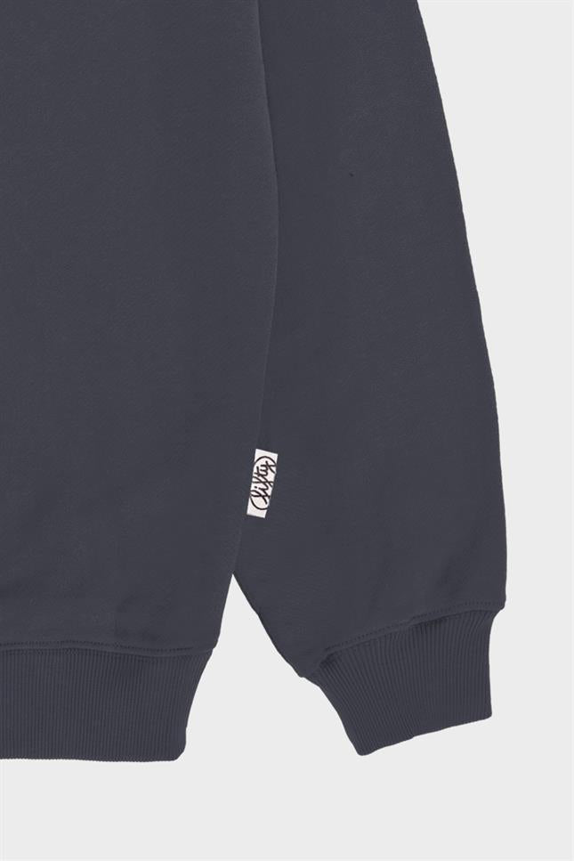 Fifty Pieces-Antrasit Düşük Omuzlu Sırt Baskılı Hoodie-Sweatshirts & Hoodies-11-milagron.live