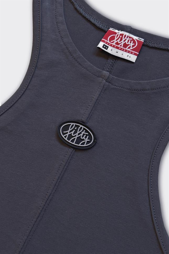 Fifty Pieces-Antrasit Halter Yaka Atlet-Top-6-milagron.live