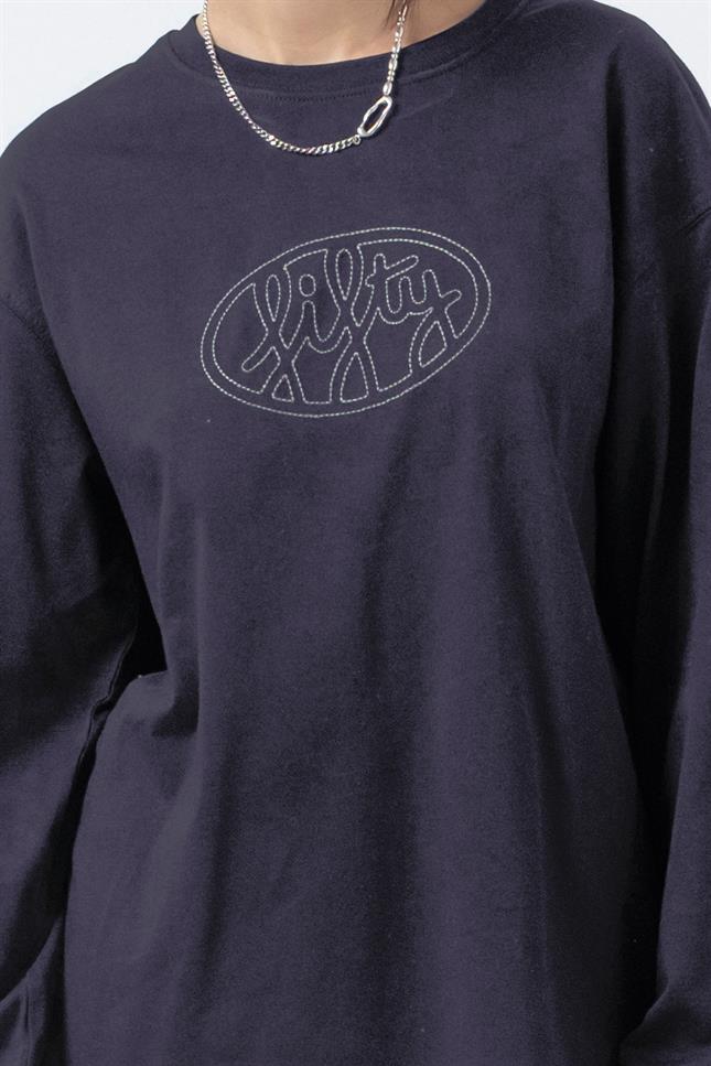 Fifty Pieces-Antrasit Uzun Kollu Oversize T-Shirt-T-Shirts-2-milagron.live