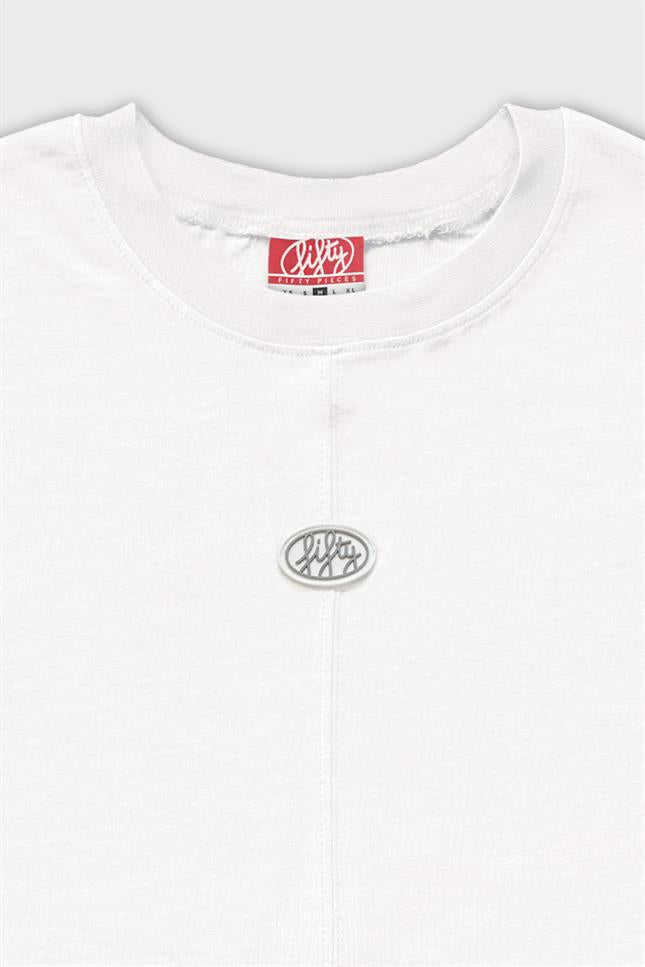 Fifty Pieces-Beyaz Loose Fit Sırt Baskılı T-Shirt-T-Shirts-8-milagron.live