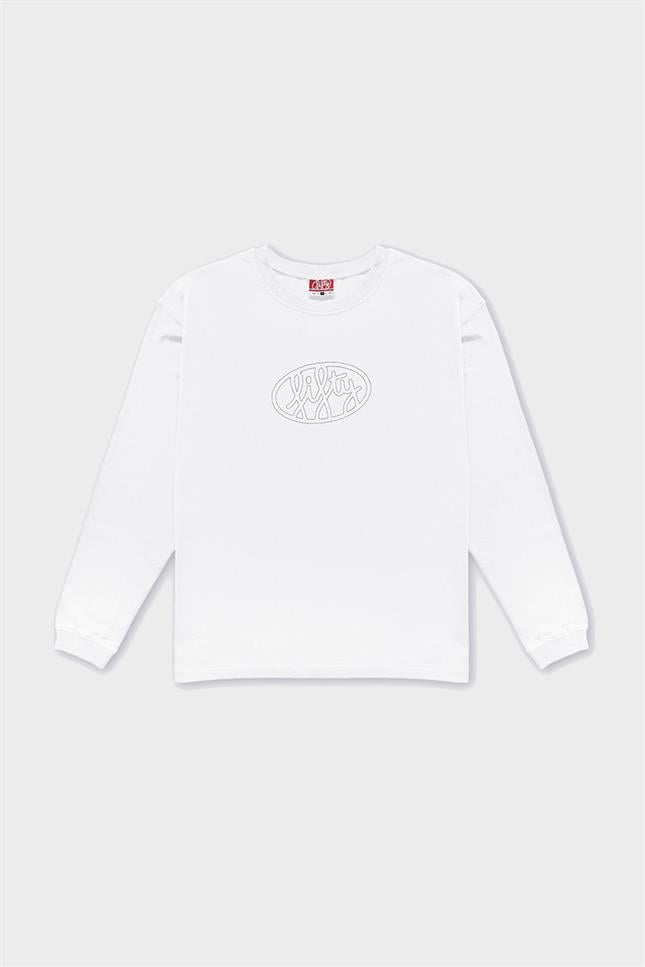 Fifty Pieces-Beyaz Uzun Kollu Oversize T-Shirt-T-Shirts-4-milagron.live
