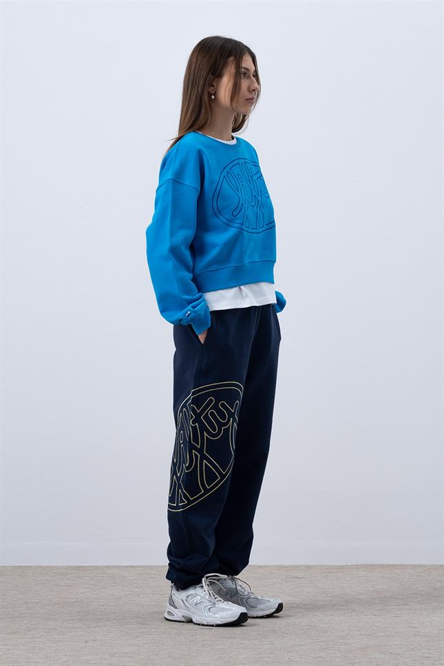 Fifty Pieces-Canlı Mavi Core Mid Length Sweatshirt-Sweatshirts & Hoodies-4-milagron.live
