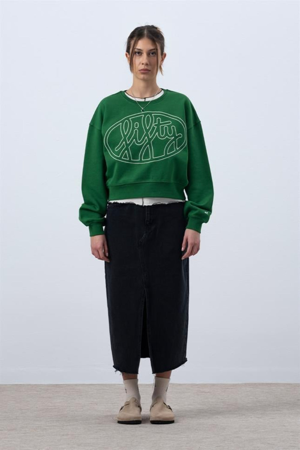 Fifty Pieces-Canlı Yeşil Core Mid Length Sweatshirt-Sweatshirts & Hoodies-1-milagron.live