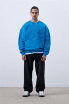 Erkek Canlı Mavi Core Oversize Sweatshirt