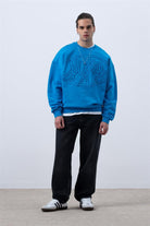 Erkek Canlı Mavi Core Oversize Sweatshirt